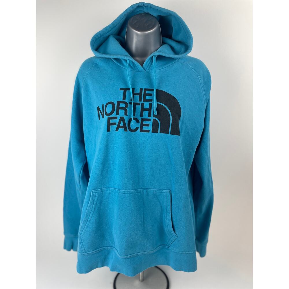 The North Face Hoodie Pullover Women’s Large Turquoise/Black Logo